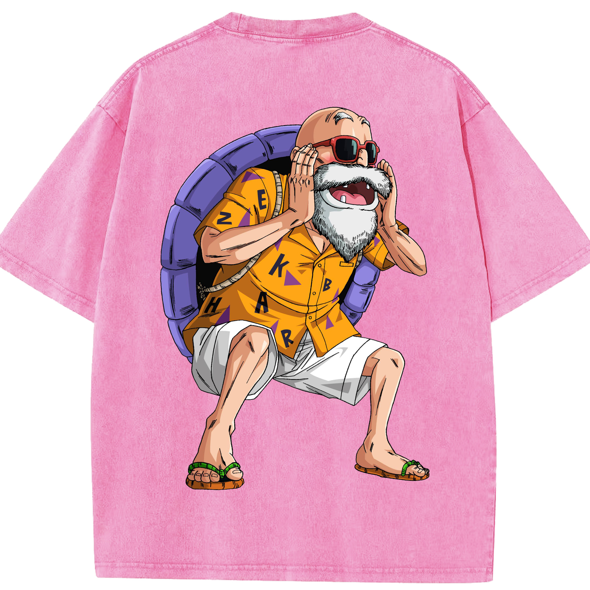 （画像用） ドラゴンボール 亀仙人（かめせんにん） DRAGON BALL Master Roshi Kame Sennin 綿100% ヴィンテージ風 半袖Tシャツ（背面プリント）